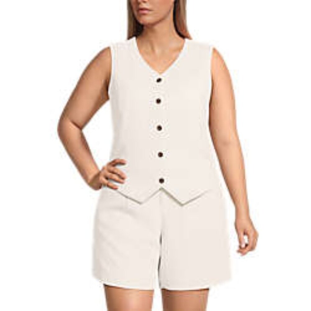 Land's End Crepe Button Front Vest